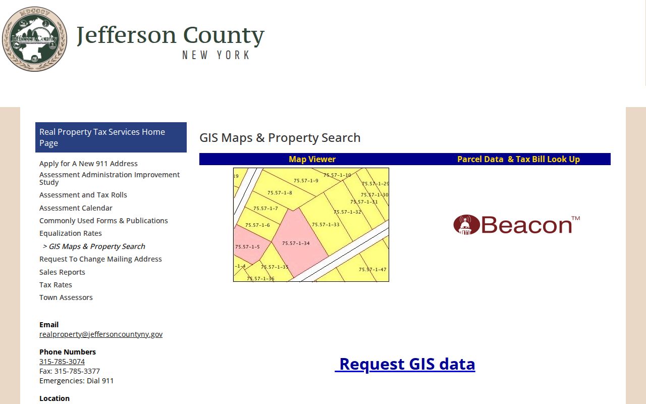 Town of Le Ray ZIP code directory Jefferson County GIS and property-search gateway