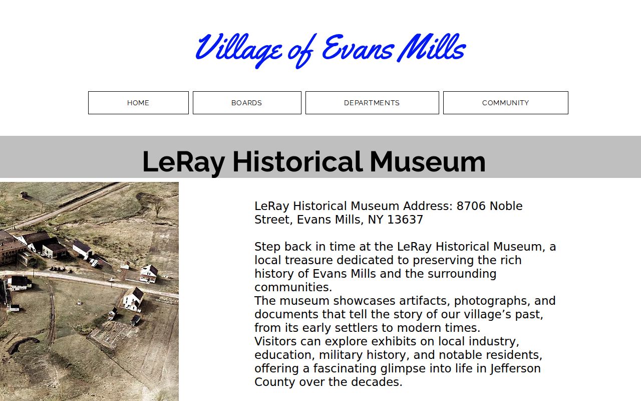 Town of Le Ray city directory history supported by the LeRay Historical Museum