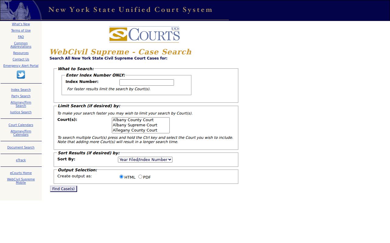 Town of Le Ray residents directory court lookup screen